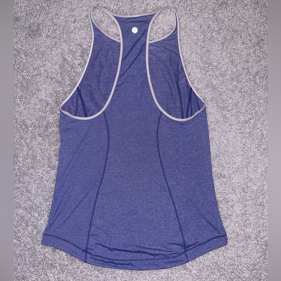Lululemon Time to Sweat Tank Top Size 6 High Neck Run Heathered Moroccan Blue - Picture 6 of 6